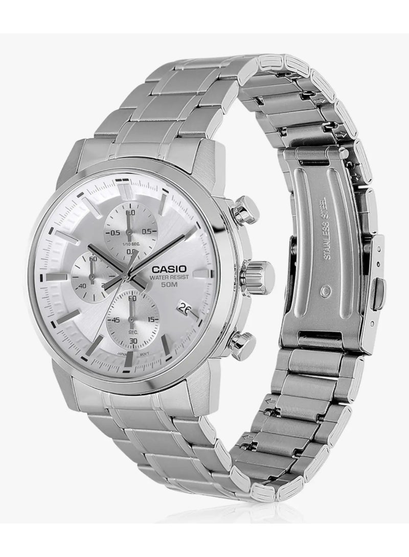 CASIO Mens Silver Dial Silver Band Watch MTP-E510D-7AVDF - Image 2